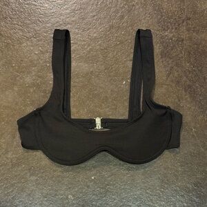 Ribbed Black Bikini Top Size M